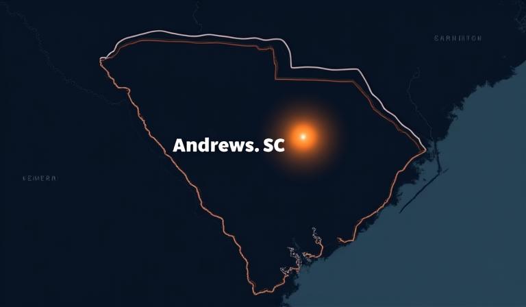 Map showing Reality Trucking location in Andrews, South Carolina