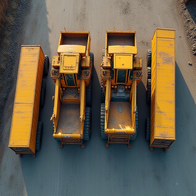 Large machinery at a construction site being prepared for transport