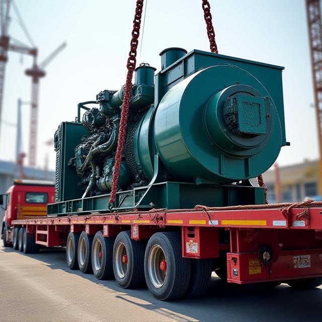 90-ton power generator on a specialized lowboy trailer