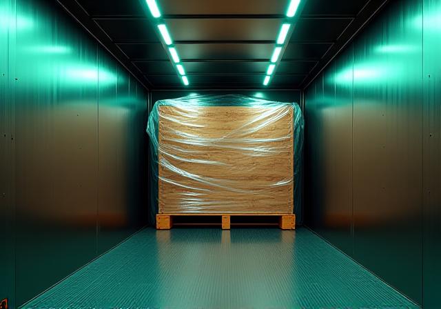 Palletized freight being loaded into a Reality Hauling LTL truck